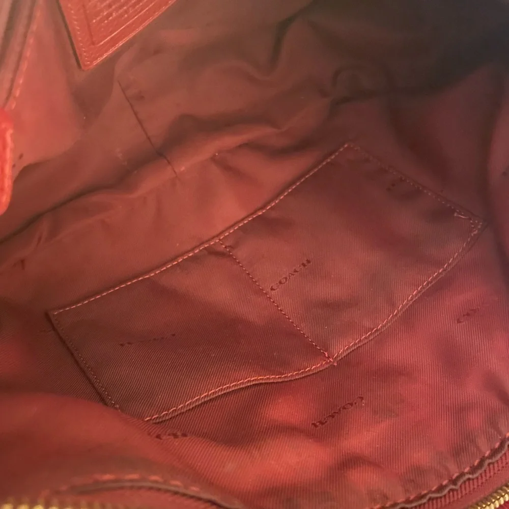 EUC Coach Central Satchel in Deep Red Polished Pebble 37154